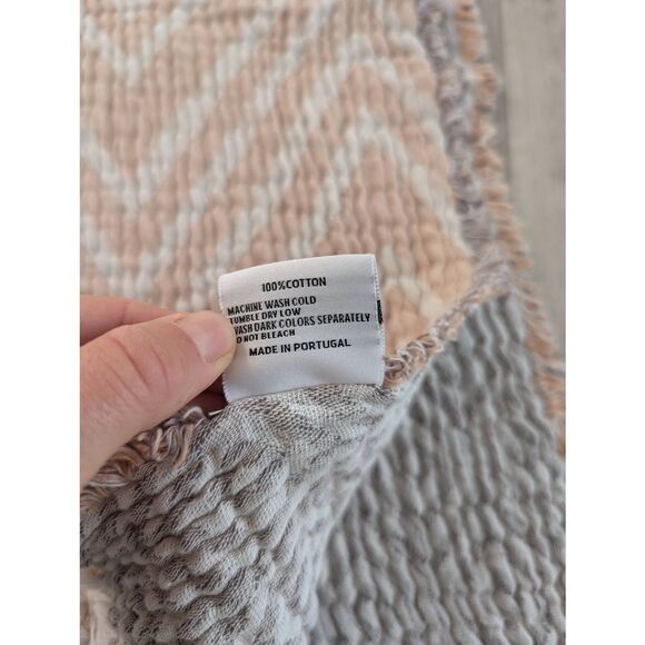 Piscatextil Throw Blanket cotton Chevron nude white gray neutral gauze - Picture 4 of 7